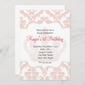 ピンクプリンセス ダマスク 招待状 (正面/裏面)