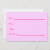 ピンクプリンセス 招待状 (裏面)