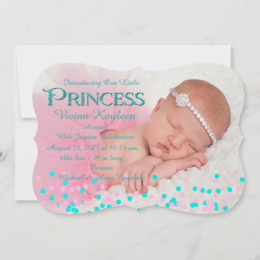 ピンクプリンセス 誕生のお知らせ 案内状 (正面)