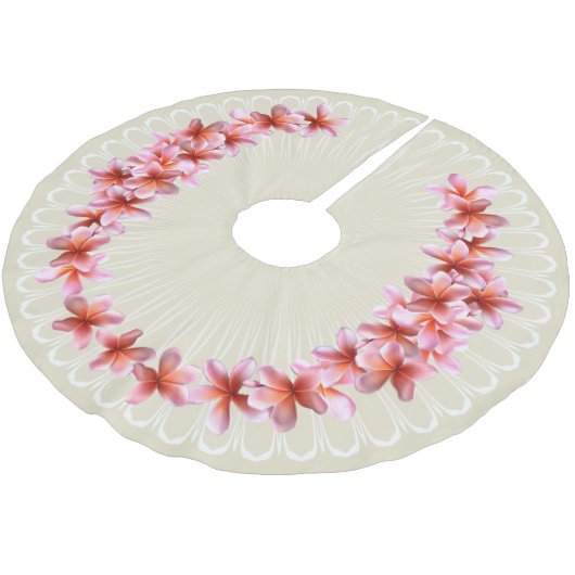 ピンクプルメリアシャンパンクリスマスツリースカート ブラッシュドポリエステルツリースカート (アングル)