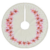 ピンクプルメリアシャンパンクリスマスツリースカート ブラッシュドポリエステルツリースカート (正面)