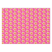 ピンクプルメリアハワイアンフラワールアウ（ハワイ式宴会）誕生日パーティー テーブルクロス (正面(横))