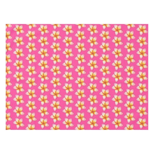 ピンクプルメリアハワイアンフラワールアウ（ハワイ式宴会）誕生日パーティー テーブルクロス (正面(横))