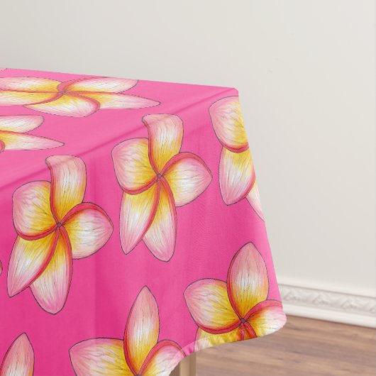 ピンクプルメリアハワイアンフラワールアウ（ハワイ式宴会）誕生日パーティー テーブルクロス (インサイチュ)