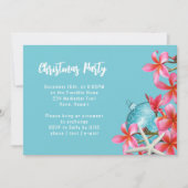 ピンクプルメリアフラワーズクリスマスパーティの招待状 招待状 (正面)