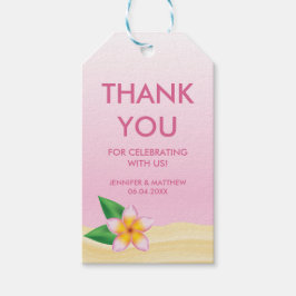 ピンクプルメリアフラワービーチ結婚式ありがとう ギフトタグ