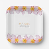 ピンクプルメリアフランギ結婚パニ ペーパープレート (正面)