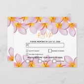 ピンクプルメリアフランジパニウェディングRSVPカード 出欠カード (正面/裏面)