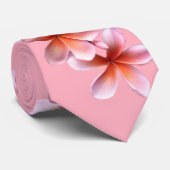 ピンクプルメリアフランジパニユニセックス ネクタイ (ロール)