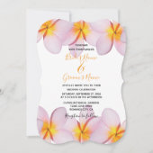 ピンクプルメリアフランジパニ結婚式招待状 招待状 (正面)