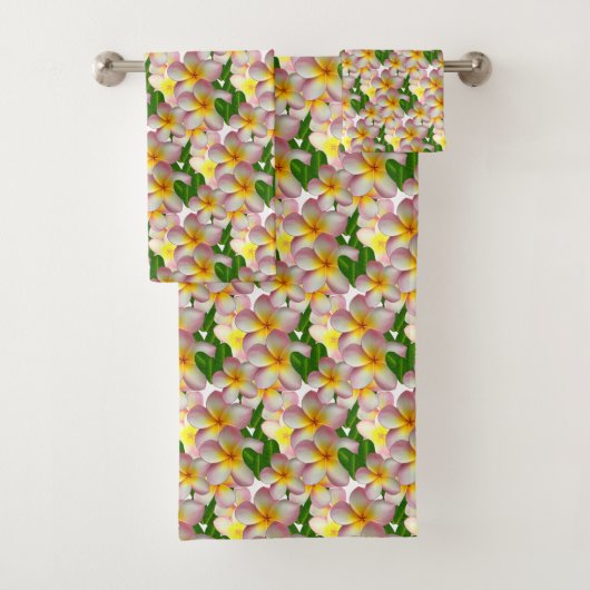 ピンクプルメリア花風呂タオルセット バスタオルセット (インサイチュ)