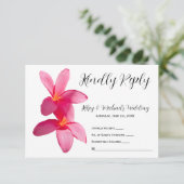 ピンクプルメリア花，熱帯，フローラ, RSVP サンキューカード (スタンド正面)