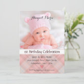 ピンクプレかわいらしイド誕生日の赤ちゃん 招待状 (スタンド正面)