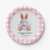 ピンクプレイドウォーター色格言イースター ペーパープレート (正面)