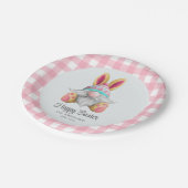 ピンクプレイドウォーター色格言イースター ペーパープレート (アングル)