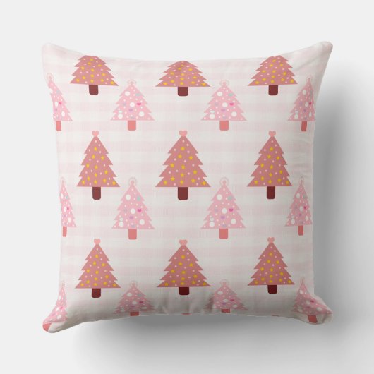 ピンクプレイドクリスマスツリー装飾用クッション クッション (裏面)
