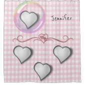 ピンクプレイドシャワーカーテン シャワーカーテン (正面)