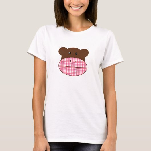 ピンクプレイドソックモンキー – Tシャツ (正面)