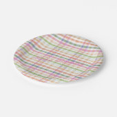 ピンクプレイドハッピーバースデー紙プレート ペーパープレート (アングル)