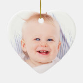 ピンクプレイドハートベビー写真ファーストバレンタインデー セラミックオーナメント (裏面)