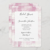 ピンクプレイドホワイトストライプブライダルシャワー 招待状 (正面/裏面)