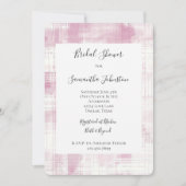 ピンクプレイドホワイトストライプブライダルシャワー 招待状 (正面)