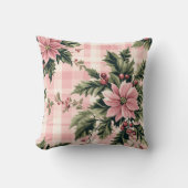 ピンクプレイドポインセチアのクリスマス クッション (正面)