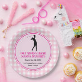 ピンクプレイドレディースゴルフリーグ紙プレート ペーパープレート (パーティー)