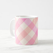 ピンクプレイド抽象芸術水彩かわいらしシンプル コーヒーマグカップ (正面左)