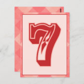 ピンクプレイド番号「7」タイポグラフィバナーカード ポストカード (正面/裏面)