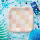 ピンクプレイド紙プレート ペーパープレート (パーティー)