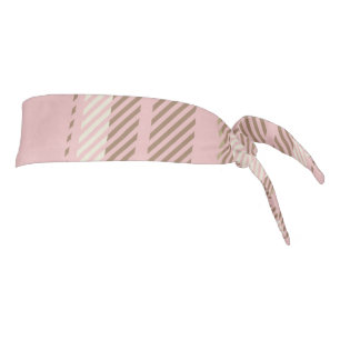 ピンクプレイド茶格子縞水モダン色 タイヘッドバンド