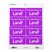 ピンクプレイド「この本は所有している」レーベル ラベル (フルシート)