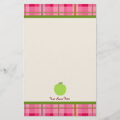 ピンクプレイド&グリーンアップルパーソナライズされた先生 便箋 (正面)