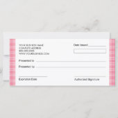 ピンクプレッドブティックスタイルギフト券 (裏面)