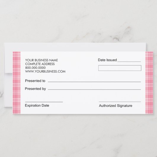 ピンクプレッドブティックスタイルギフト券 (裏面)