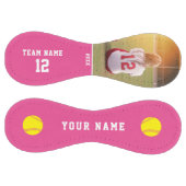 ピンクプレーヤーチーム番号のパーソナライズされた写真 ソフトボール (パネル)