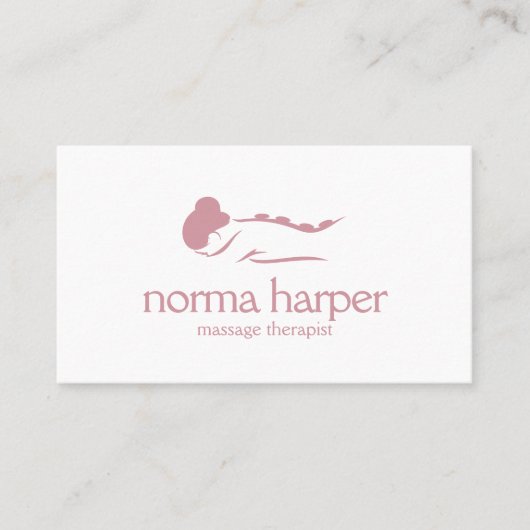 ピンクプレーンストーンマッサージセラピーウェルネスデイスパ 名刺 (正面)