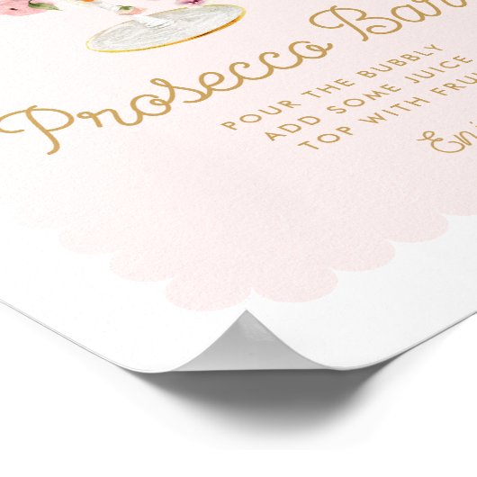 ピンクプロセッコバーブライダルシャワー標識 ポスター (角)