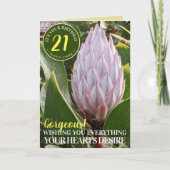 ピンクプロテアの花のハッピーバースデーカード カード (正面)