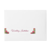 ピンクプロテアエレガントスホワイト文字結婚式招待状 ラップアラウンド宛名ラベル (正面)