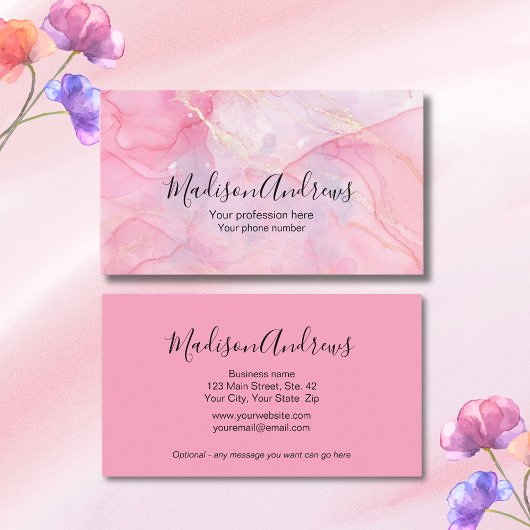 ピンクプロフェッショナルエレガントスタイリッシュ 名刺