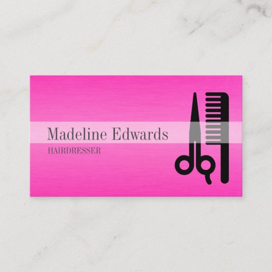 ピンクプロフェッショナルスタイリッシュ美容モダン師 名刺 (正面)