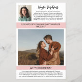 ピンクプロフェッショナルフォトグラファーあなたのロゴ チラシ (裏面)