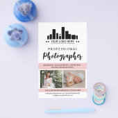 ピンクプロフェッショナルフォトグラファーあなたのロゴ チラシ (シングル)