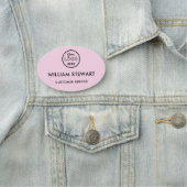 ピンクプロフェッショナルロゴ楕円形の従業員スタッフ 名札 (インサイチュ)