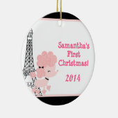 ピンクプードルインパリスパーソナライズされたネームオーナメント セラミックオーナメント (右)