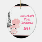 ピンクプードルインパリスパーソナライズされたネームオーナメント セラミックオーナメント (左)