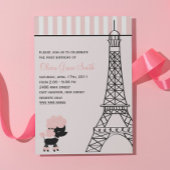 ピンクプードルインパリ誕生日 招待状