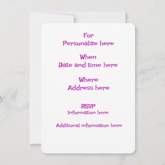 ピンクプードルガールズ誕生日サンプル招待状 招待状 (裏面)